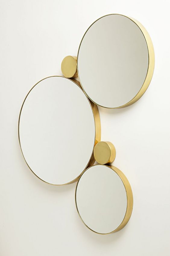 round gold mirror set